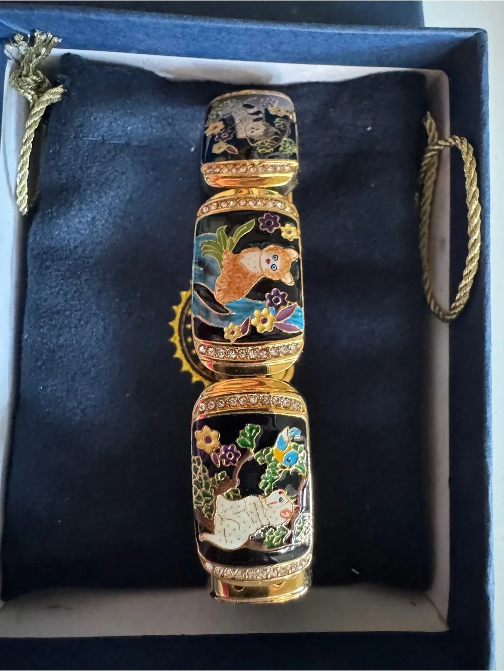 The Bradford Exchange Sophisticated Stretch Link Cat Gold-Tone Bracelet